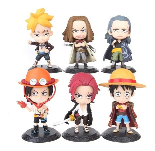 One Piece Luffy Ace Shanks Colección 6 Figuras En Bolsa 