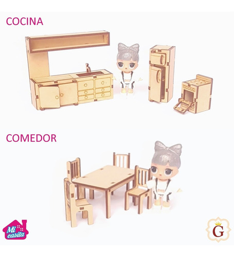 Casa Casita De Muñecas Lol En Fibro Fácil Con 36 Muebles