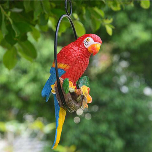 Percha De Estatua De Loro Artificial De Resina Colgante Una
