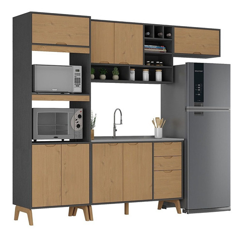 Mueble De Cocina Bajo Mesada + Aereos + Alacena Madera V Lcm