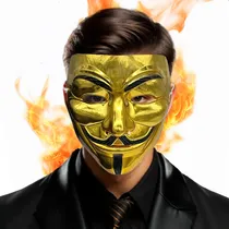 Comprar Máscara Dorada Anonymous Venganza V Disfraz Halloween Color Dorado