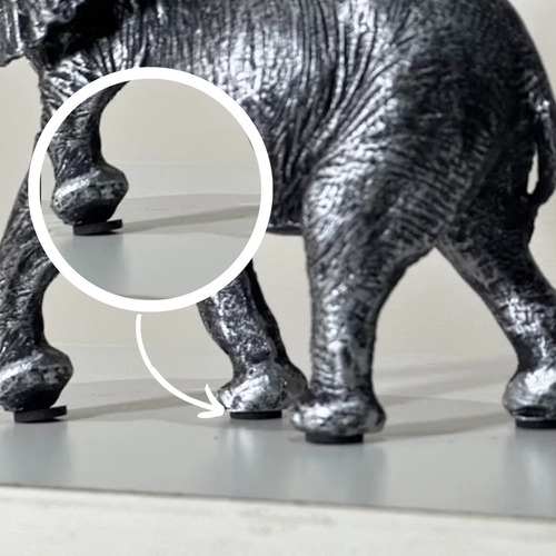 Elefante De La Suerte Feng Shui Resina Cerámica 18 Cm Color Plateado
