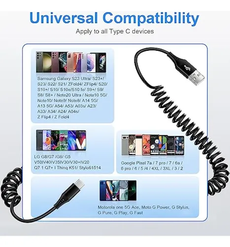 Cable Usb C A Usb, Android Auto De 3 Pies + 5 Pies