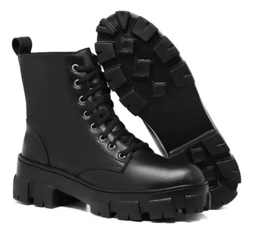 Bota Coturno Feminina Sola Tratorada Cano Médio Confortável — R$ 60,79 em Mercado Livre, 59% OFF