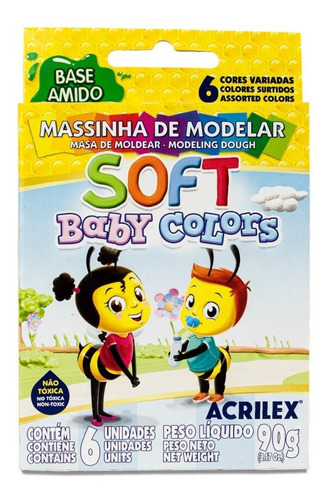 Masa Soft Acrilex X6 em cores pastéis