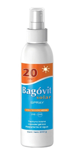 Bagóvit Protector Solar Fps 20 Spray Rostro Y Cuerpo 200g