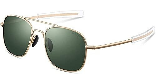 Gafas Aviador Polarizadas Lente 53mm Metales Militares