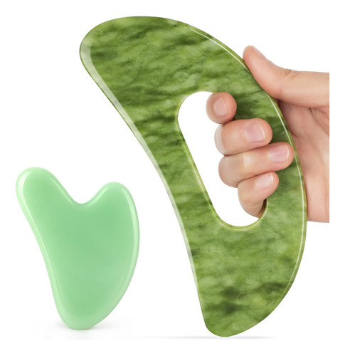 Jgo Herramientas De Masaje Gua Sha Con Piedra De Jade Tabla
