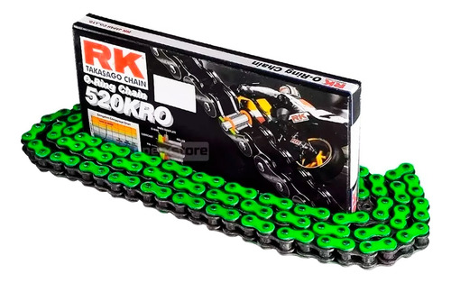 Cadena Transmision Rk 520 X 118 Oring Motocross Enduro Verde