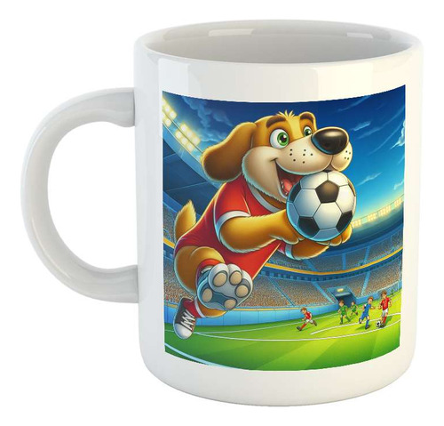 Taza Ceramica Perros Jugando Al Futbol Cancha