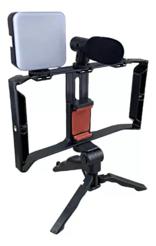 Kit Creacion Video Soporte Tripode Luces Y Microfono Semipro