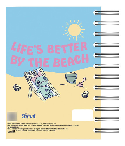 Agenda Básica 2025 Stitch Travieso V2 Upak Portada Azul Claro