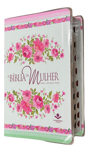 A Bíblia Da Mulher Média Ra Sbb Floral Com Índice E  Capa