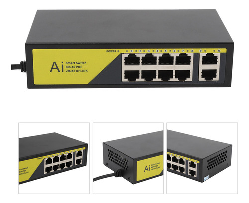 10 Puertos Poe Gigabit Ethernet Plug And Play Sturdy Metal 8