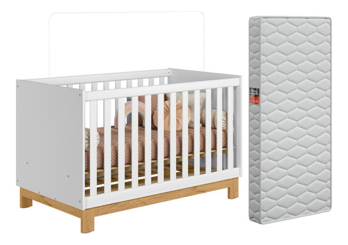 Berço Slim 4315 Com Grade De Proteção Removível E Colchão