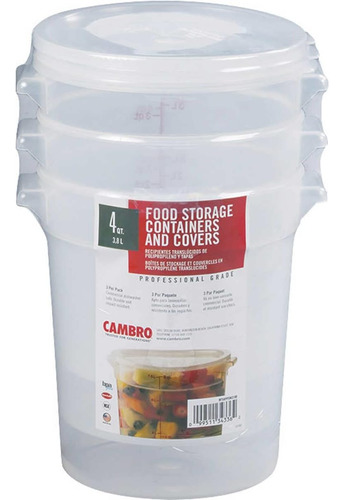 Cambro Rfs4ppsw3190 Redondo Translúcido 4 Cuartos. Paquete D