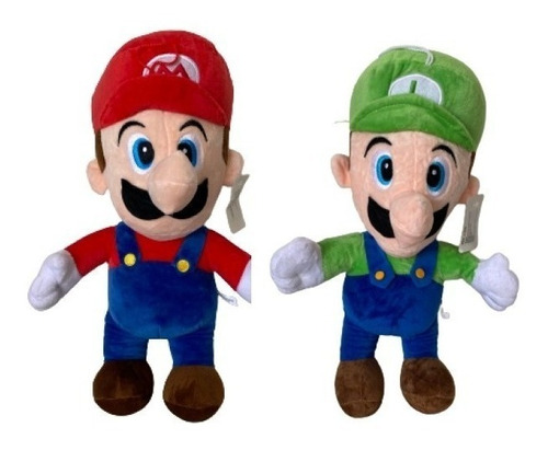 Peluche Pareja Muñeco Mario Bross Luigi 25cm Grande Suave