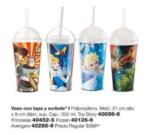 Frozen Vaso Con Tapa Y Sorbete Avon Frozen 500 Ml Niños