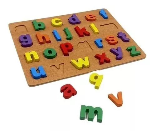 Quebra-Cabeça de Encaixe Letras - Alfabeto de Madeira - Brinquedo Educativo