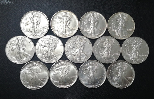 Monedas: 13 Onzas De Plata Americana, Ideal Para Arras (Usado)