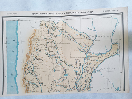 Lamina Antigua Revista * Billiken Mapa Hidro Argentina 1er P (Usado)