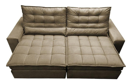 Sofá Retrátil e Reclinável com Molas Ensacadas Cama inBox Gold 2,52m Tecido Suede Velusoft Castor