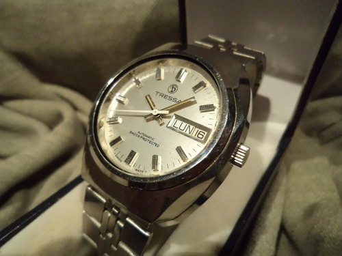 Esplendido Reloj Tressa Automatico Antiguo 1970 Unico Joya!! Acero Cromado Plateado (Usado)