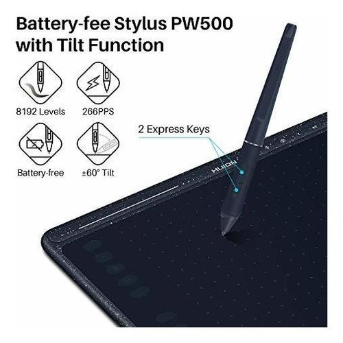 Tablet Gráfica Huion Hs611 13.19'' X 8.66'' Usb -negro