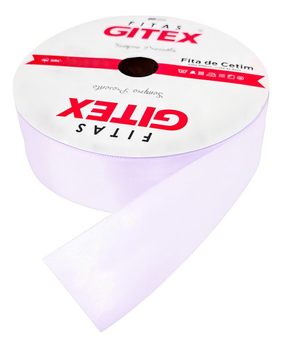 Fita de cetim Gitex rolo de 3,8 cm de 50 metros lisa cor 128 lilas