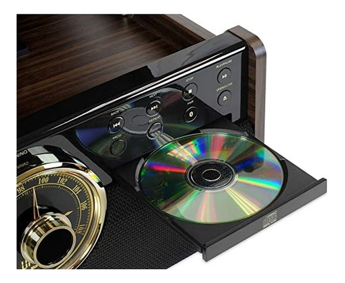 Tocadiscos Victrola Bluetooth Fm Casete Cd 33 45 78 Rpm Color Marrón oscuro