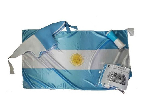 Combo Mundial Bandera Gorro Corneta Alenta A Argentina