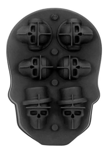Molde Silicón 6 Calaveras Hielo Chocolate * * Fácil Usar * * Color Negro