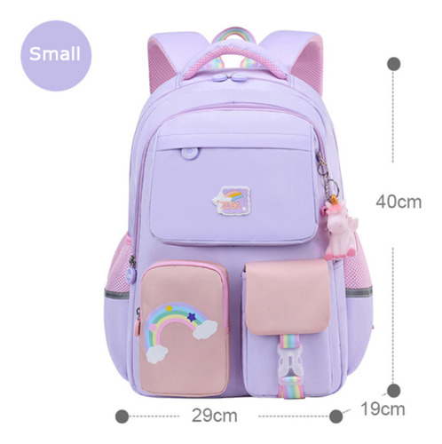 Mochila Escolar Coreana Con Estampado De Arcoíris Para Mujer