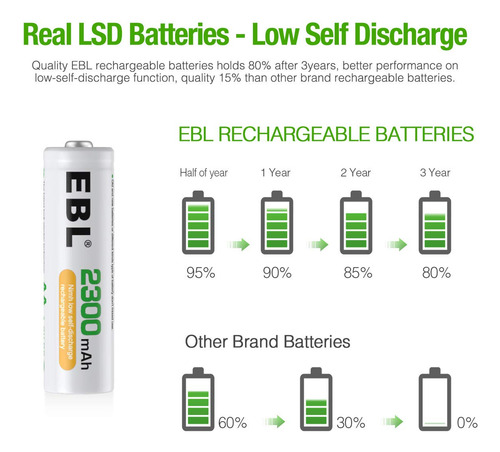 4 Pilas Aa Recargables 2300mah Baterias Aa Recargable Cajita