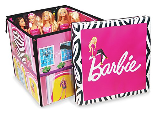 Caja De Juguete Y Alfombra Barbie Zipbin 40 Muñecas