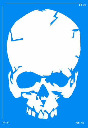 Stencil Molde Vazado Caveira Cranio Grafite Rabisco Silhueta