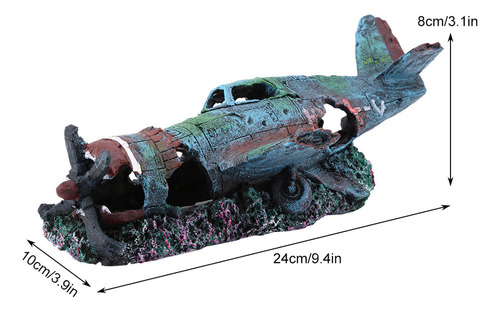 Adorno Para Pecera, Avión Dañado Artificialmente, Acuario