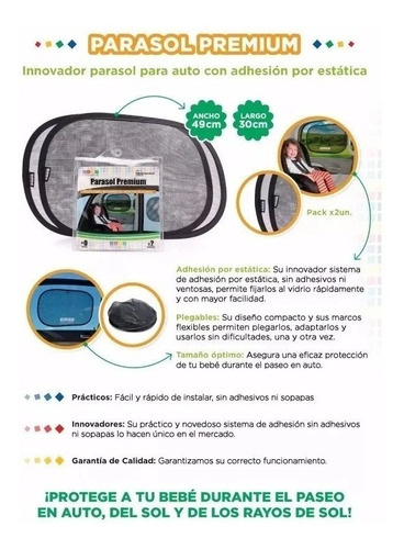 Imagen 4 de 6 de Parasol Premium X 2 Unidades Con Adhesión Por Estática