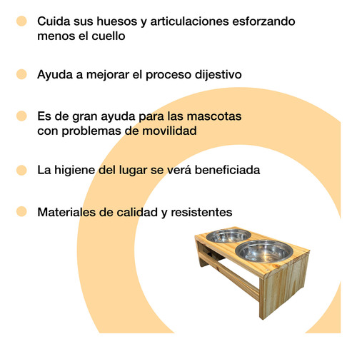 Comedero Mediano 25 Cm Bebedero Doble Perro Elevado Plato Marrón Claro