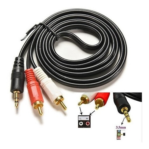 Cable Auxiliar Plug 3.5 Mm A 2 Rca 3m Mp3 Corneta Tv