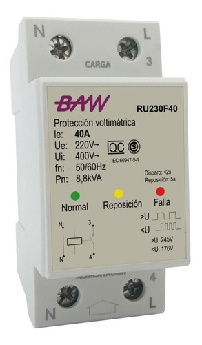 Rele Baw Ru230f Protección Voltimétrica Monofásica 220v 40a 