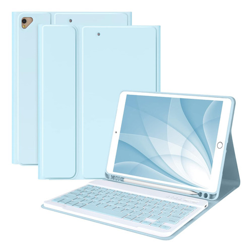 Funda Con Teclado Mmk / Para iPad 10.2 / Sky Blue