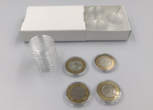 20 Cápsulas Para Monedas 20 Pesos Viejas De 32 Mm Con Caja