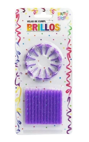 Velas Brillos Color Violeta C/bases - Blister X 24 U