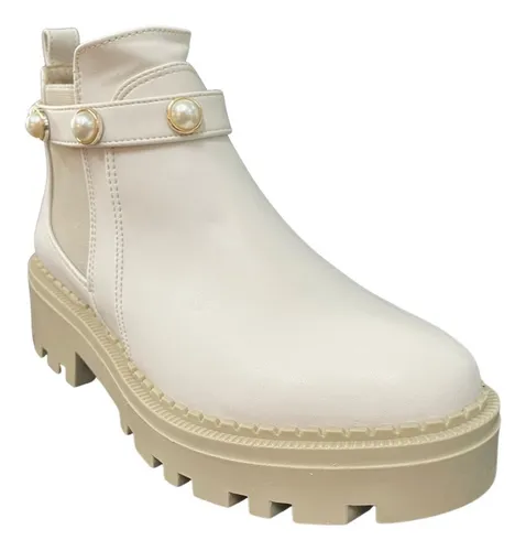 Botas Botines De Perlas Desmontables Mini Tacon Chelsey Cuotas