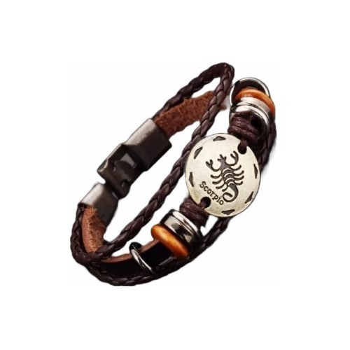 Pulsera Unisex De Cuero Signo Sodiacal Escorpio