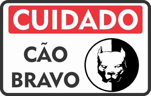 Placa Em Pvc Pitbull Cão Bravo Portão Cachorro 18x25 Cm Novo