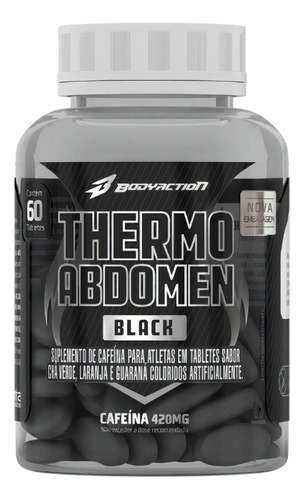 Thermo Abdomen Black Bodyaction 420mg Cafeína Sabor Neutro