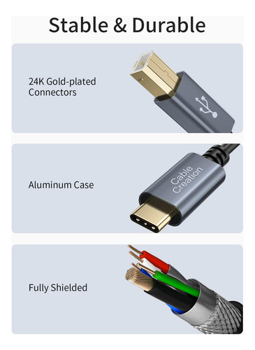 Cable De Impresora Usb B A Usb C De 10 Pies, Creacion De ...