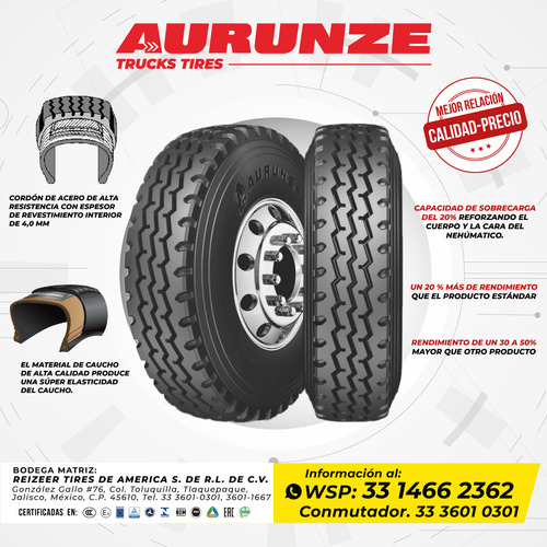 Llanta Para Camión Aurunze A300 11r24.5 18pr 152/149l